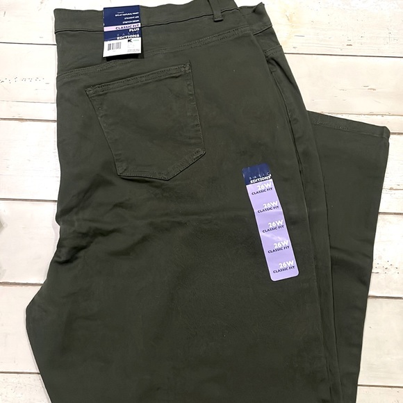 Basic Editions Jeans Women Plus 26w Classic Fit Olive Harvest Green